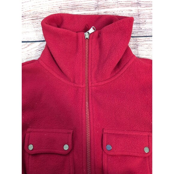 Chaps by Ralph Lauren Women's MEDIUM Fleece Vest Full Zip Red Collared Pockets - Picture 11 of 15